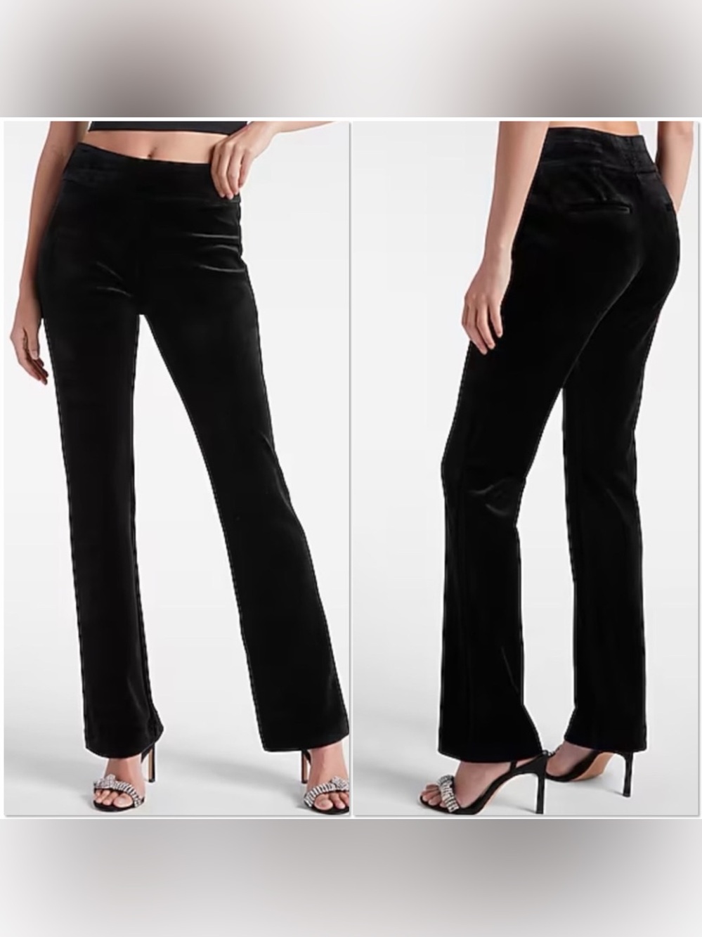 Express high rise bootcut black velvet pull-on pants